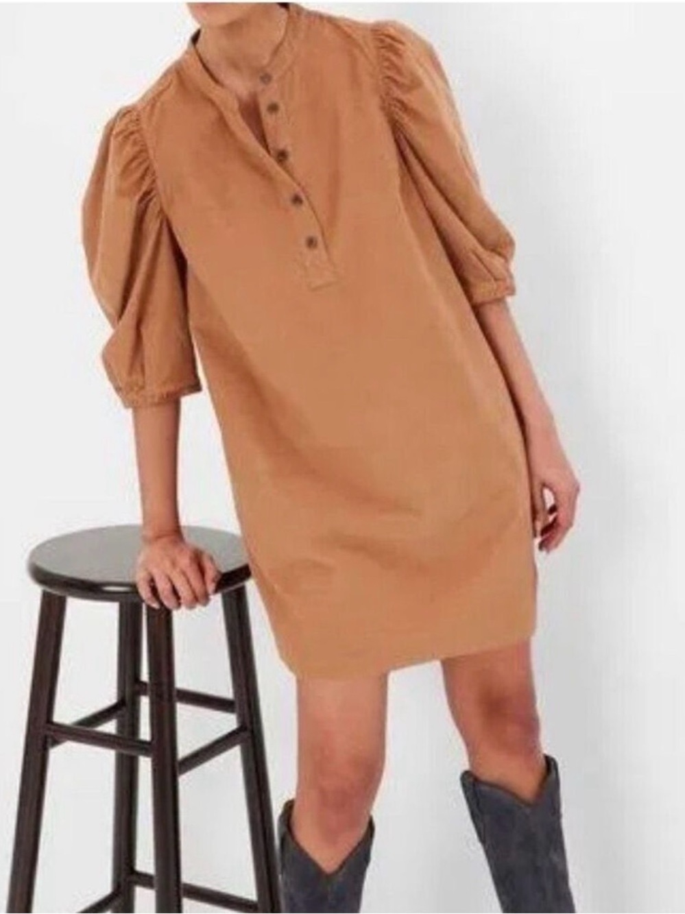 Gap NWT brown corduroy dress Small puff sleeve baby corduroy knee length pockets
